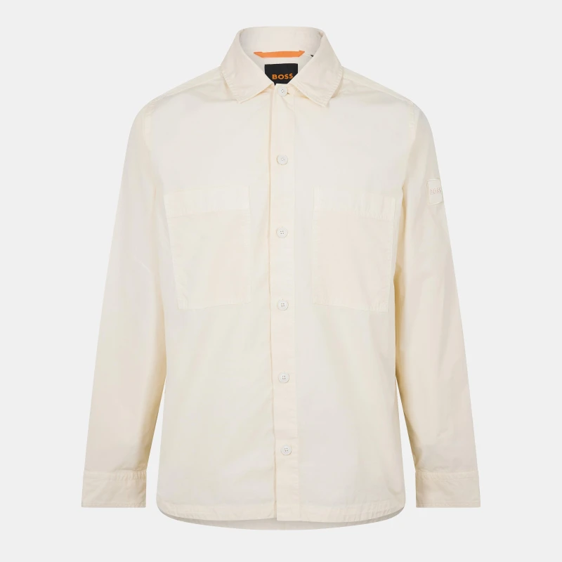 Image of Boss Mens Locky M Long Sleeve Oxford Shirt Open Yellow male S