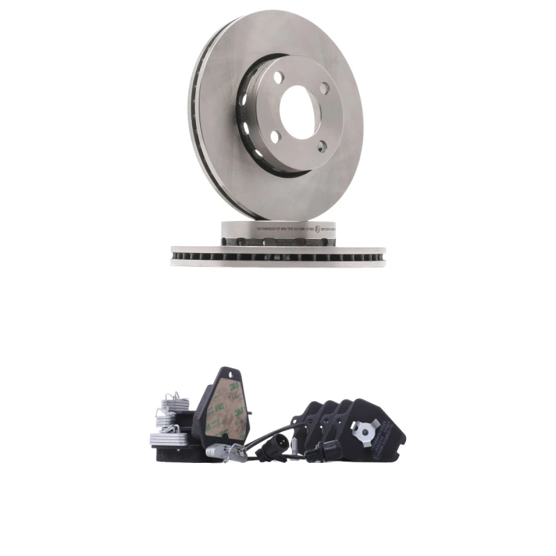 Image of RIDEX 3405B3172 Brake disc and pads set Front Axle, Brake Disc Type: Vented, incl. wear warning contact Brake Set,disc brakes (3405)