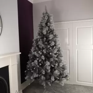 Image of Premier 2.4M Silver Glitter Tip Fir Festive Christmas Tree in Grey PVC
