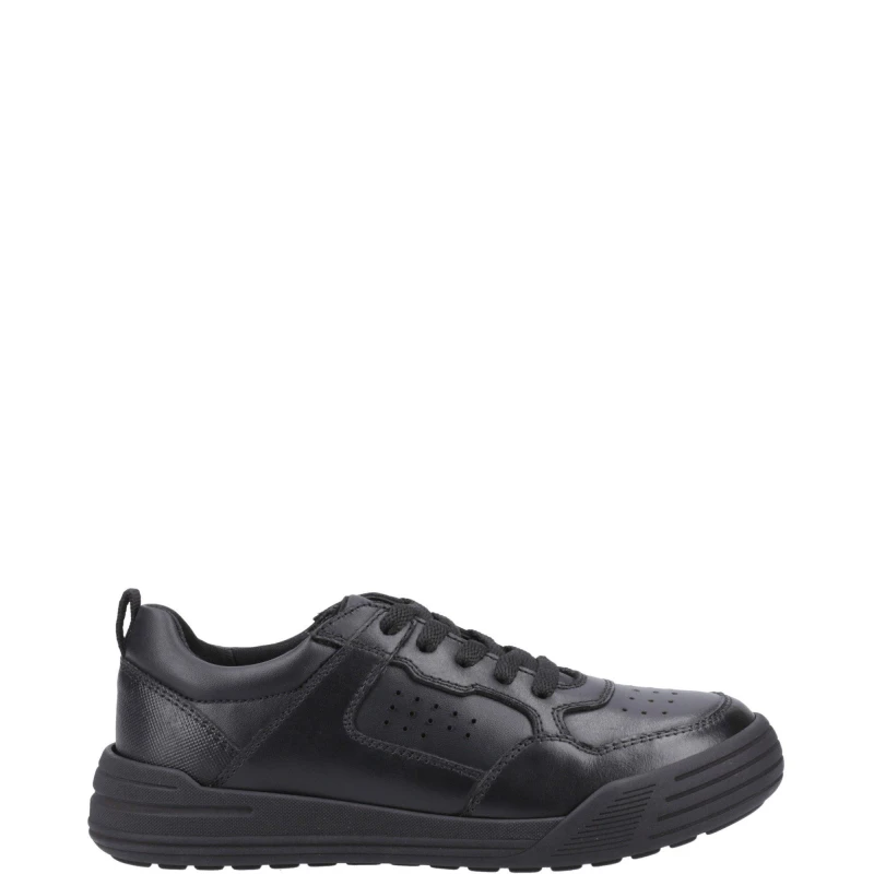 Image of Hush Puppies Boys Shane Junior Leather Trainers UK Size 13 (EU 32) Black HUS915-BLACK-13