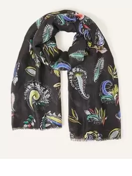 Image of Accessorize Multi Paisley Print Scarf, Black, Women