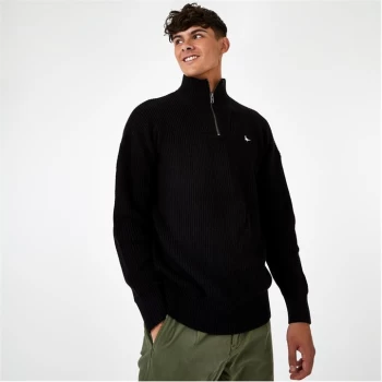 image of Jack Wills Half Zip Knitted Jumper - Black