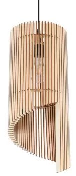 Image of Alexia Wire Frame Pendant Light Natural Wood E27