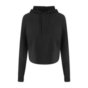 Image of AWDis Womens/Ladies Just Cool Cross Back Cropped Hoodie (S) (Jet Black)