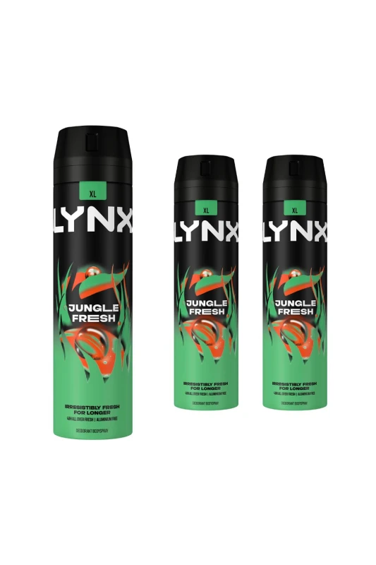 Image of Lynx 'Body Spray' Jungle Fresh HighDefinition Fragrance,3x200ml Green male