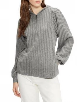 Image of Ted Baker Shaney Ribbed Lounge Hoodie - Grey, Size 2=10, Women