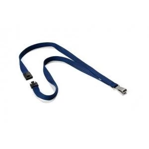 image of Durable 15mm Textile Lanyard Soft Colour Midnight Blue Pack of 10