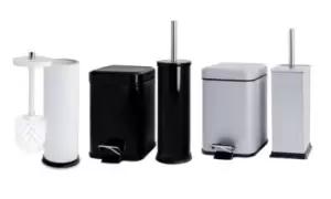 Image of Harbour Housewares: Square Steel Toilet Brush and Holder Set/Brushed Metal