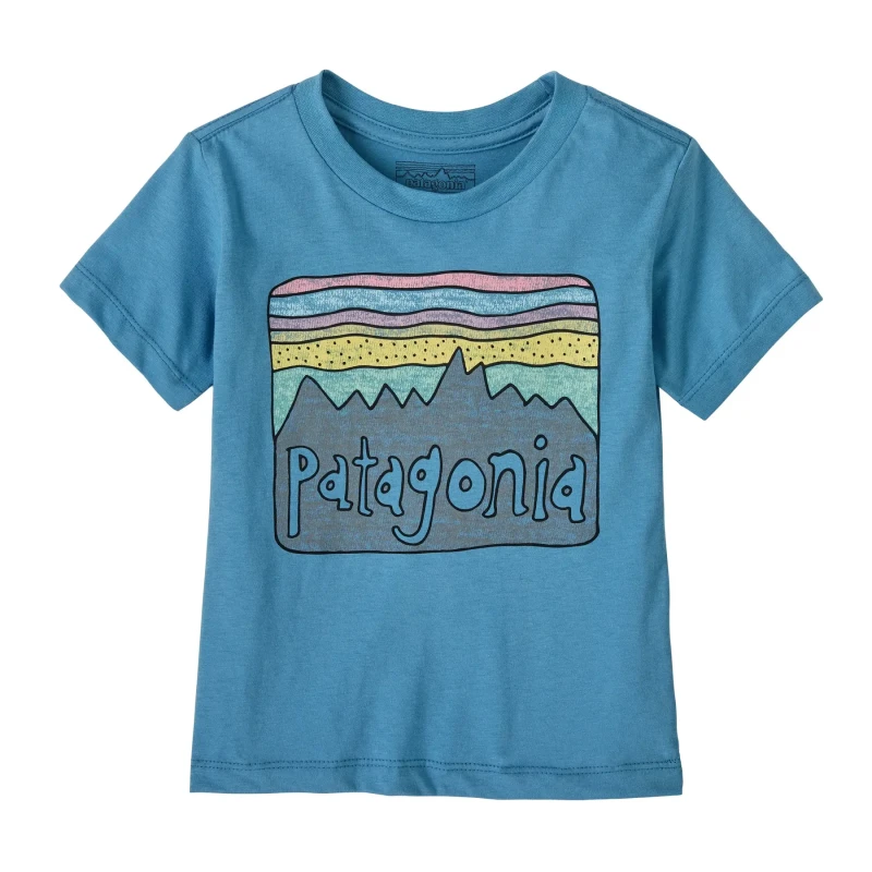 Image of Baby T-Shirt Patagonia Fitz Roy Skies Bleu Unisex 2 ans
