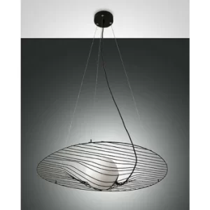 Image of Fabas Luce Homa Wire Frame Pendant Ceiling Light Black Glass, E27