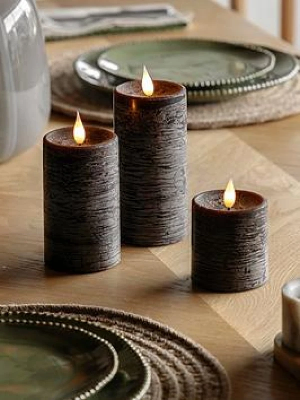 Image of Crossland Grove LED 1 Wick Candle Mocha 3Pk 70X70X150mm, Brown 5061090000000