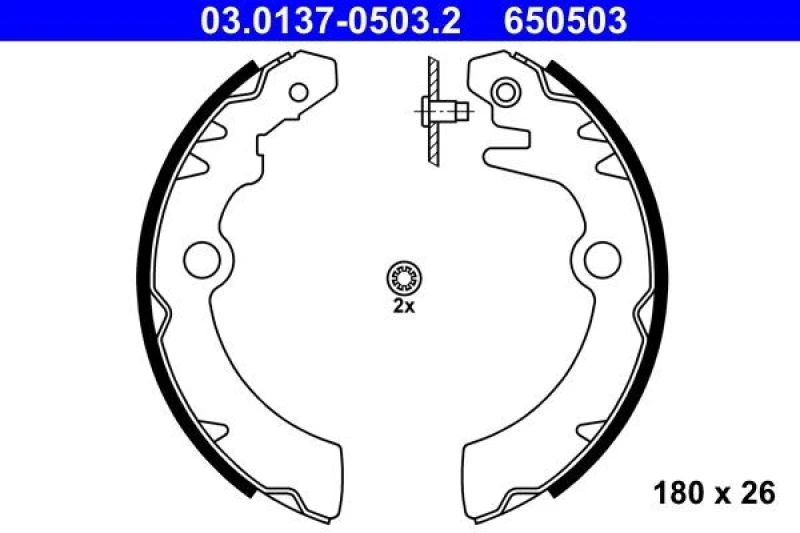 Image of ATE 03.0137-0503.2 Brake Shoes without lever Brake Shoe Set (70)