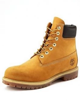 Image of Timberland Mens 6" Premium Leather Boots Wheat Size 10 Men