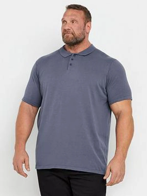 Image of BadRhino BadRhino Men Knitted Short Sleeve Polo Shirt in Mid Blue Size: 2X-large Mid Blue XXL Male 5063111864287