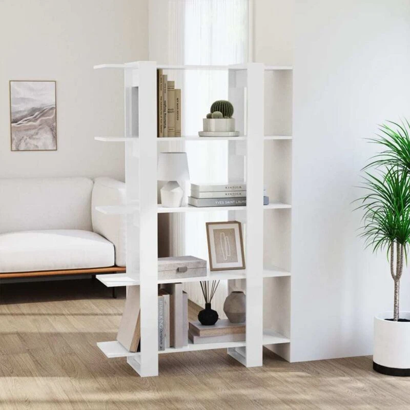 Image of VIDAXL Book Cabinet/Room Divider High Gloss White 100x30x160cm Vidaxl 8720286842553