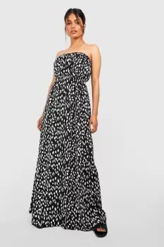 Image of Leopard Bandeau Ruffle Maxi Dress