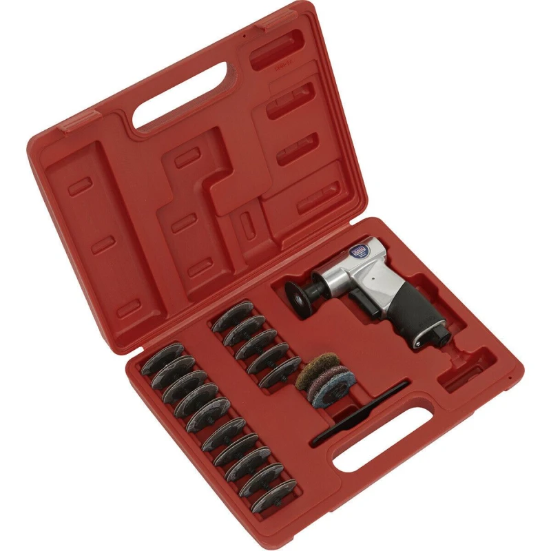 Image of Loops 35 PACK 50mm AIR Mini Sander & Discs Kit - 1/4" BSP - Car Bodywork Smart Repair Multi