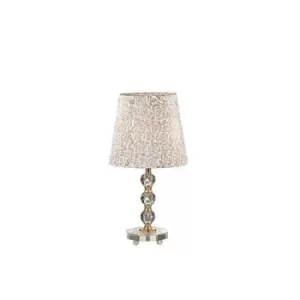 Image of Queen 1 Light Medium Table Lamp Gold with Glass Decoration, E27