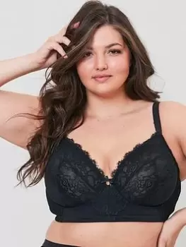 Image of Oola Lace & Logo Longline Bra, Black, Size 38D, Women