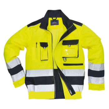 Image of Portwest Lille Hi Vis Jacket Yellow / Navy 3XL