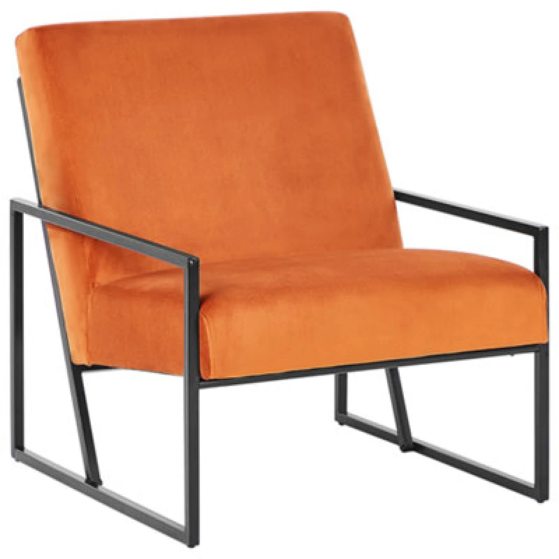 Image of Beliani Industrial Velvet Armchair Orange Delary