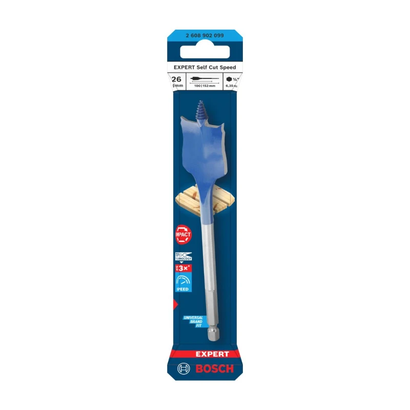 Image of Bosch Powertool Accessories EXPERT Self Cut Speed Spade Drill Bit 26 x 100 x 152mm 2.608.902.099