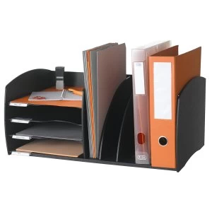 image of Fast Paper 4 Compartment Desktop Organiser - Black