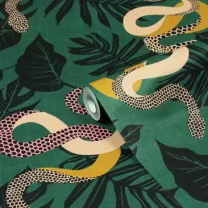 image of Serpentine Wallpaper Juniper Green