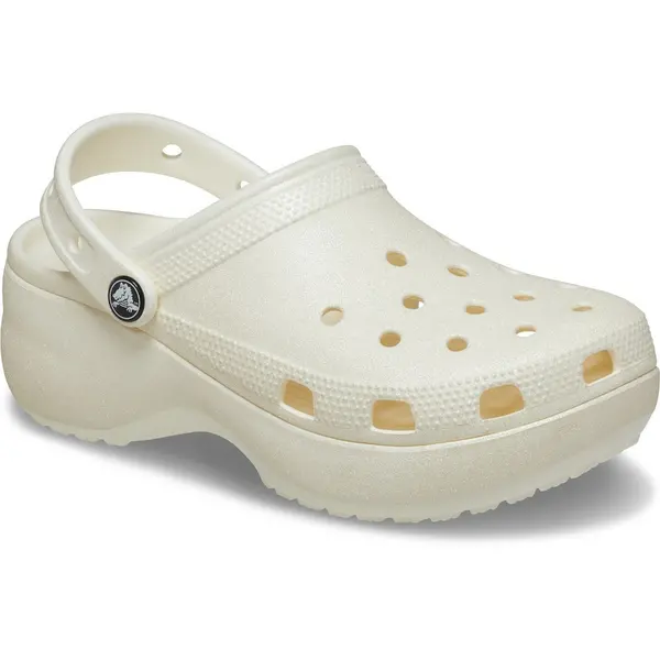 image of Crocs Womens Classic Platform Glitter Clog Sandals UK Size 4 (EU 36-37) Chalk CRC408-CHALK-4