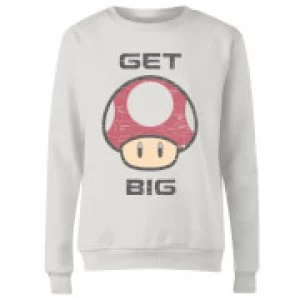 Image of Nintendo Super Mario Get Big Mushroom Womens Sweatshirt - White - L