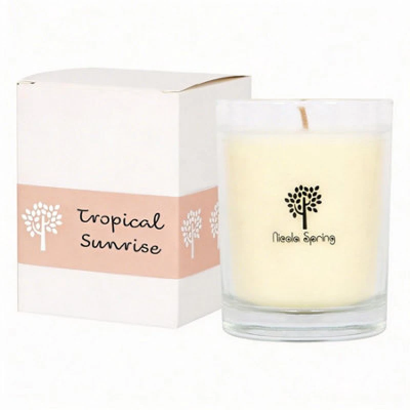 Image of Nicola Spring 160G Soy Wax Candle - Tropical Sunrise - Fruity Summer Scent In Glass Jar - Long Burn Fragrance