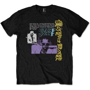 image of Elton John - Japanese Single Mens Small T-Shirt - Black