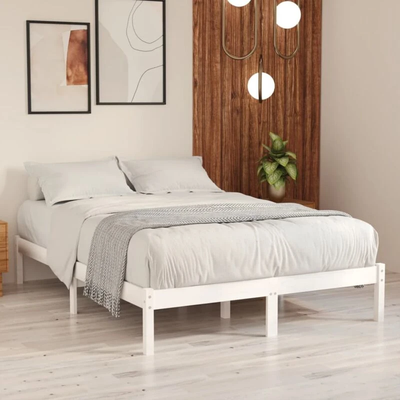 Image of VIDAXL Vidaxl - 809998 Bed Frame without Mattress White Solid Wood 140x190cm 8720286762240