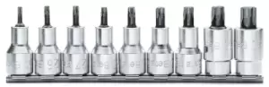 image of Beta Tools 920TX/SB9 9pc 1/2" Square Drive Torx Bit Socket Driver Rail Set