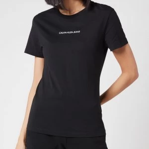 Image of Calvin Klein Jeans Womens Back Monogram Crew Neck T-Shirt - Ck Black - L