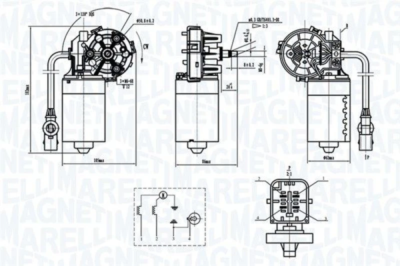 Image of MAGNETI MARELLI Wiper motor MAGNETI MARELLI 064370000010