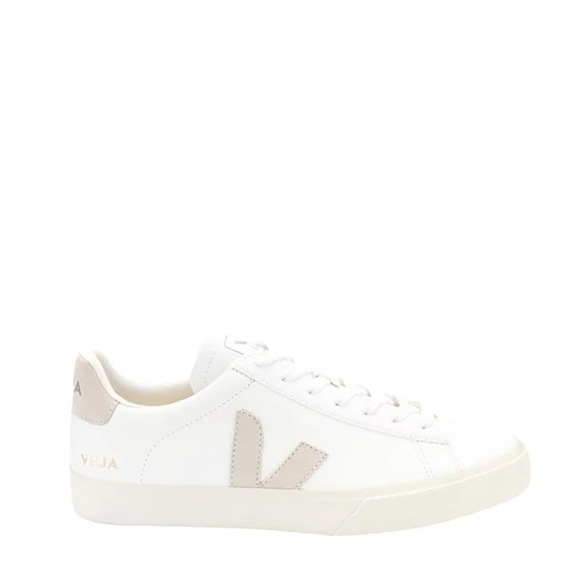 Image of Veja Campo Chromefree Leather Mens Fashion Trainers - White Natural - Size:UK 7