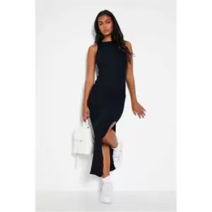 image of I Saw It First Black Ribbed Racer Maxi Dress - Black