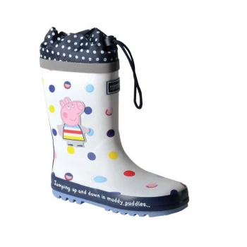 Image of Regatta Peppa Pig Splash Wellington - White Polka