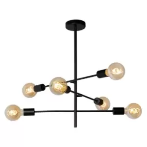 image of Lucide LESTER - 59cm Flush Ceiling Light - 6xE27 - Black