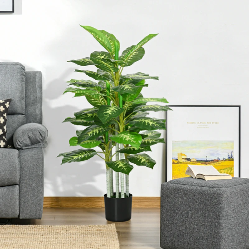 Image of HOMCOM HOMCOM 120cm Artificial Evergreen Tree Fake Plant in Pot Indoor Decor Green One Size Unisex 5063603024663