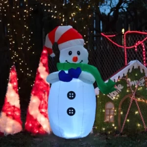 image of HOMCOM Inflatable Christmas Snowman 120cm W/LED Lights