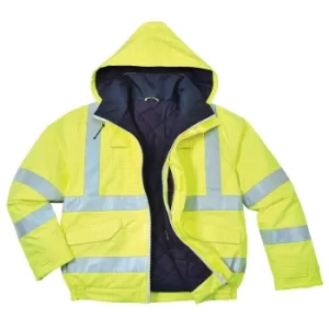 Biz Flame Hi Vis Flame Resistant Rain Bomber Jacket Yellow 2XL