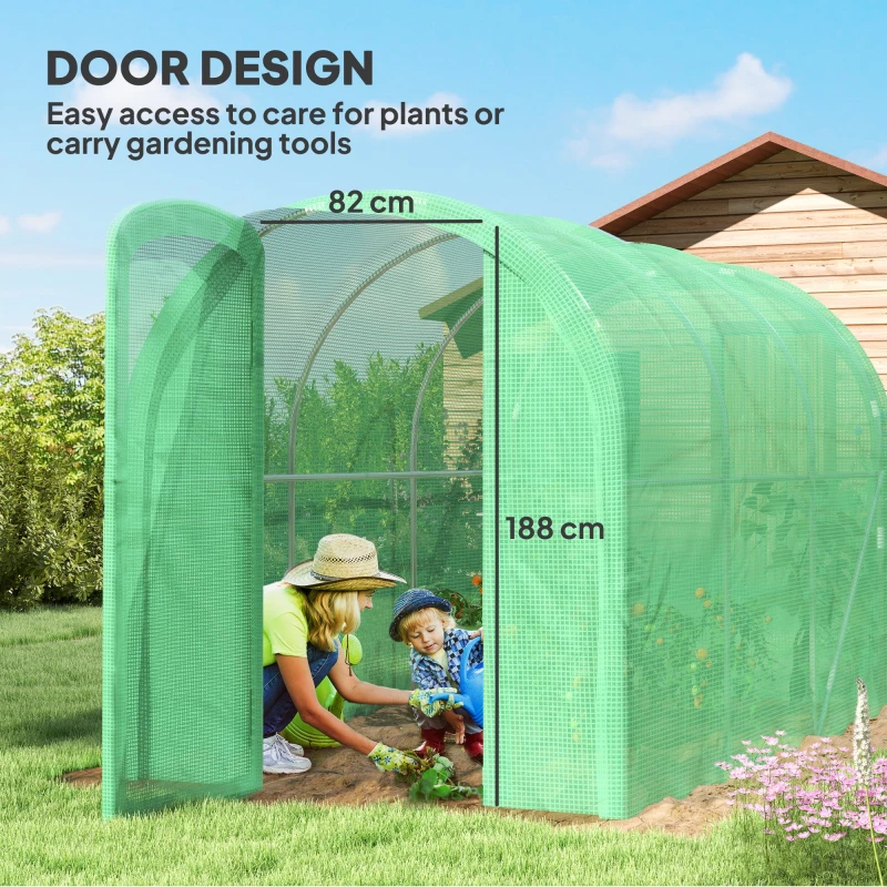 Image of Outsunny 3 X 2 X 2m Polytunnel Greenhouse With Door - Galvanised Steel Frame TJ Hughes 5063603006225