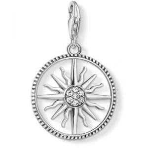 image of THOMAS SABO Sterling Silver Oxidised Cubic Zirconia Sun Dial Charm...