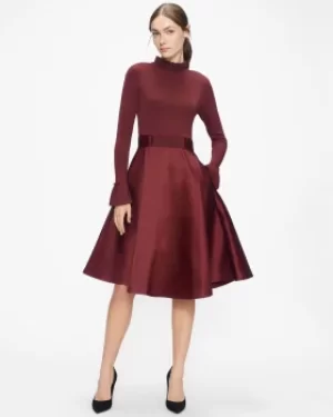 Image of Knitted Frill Full Skirt Dress