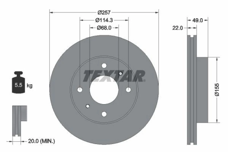 Image of Brake disc TEXTAR 92056300