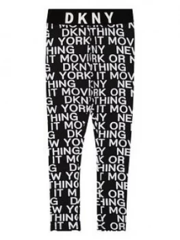 image of DKNY Girls All Over Print Legging, Black, Size Age: 10 Years, Women