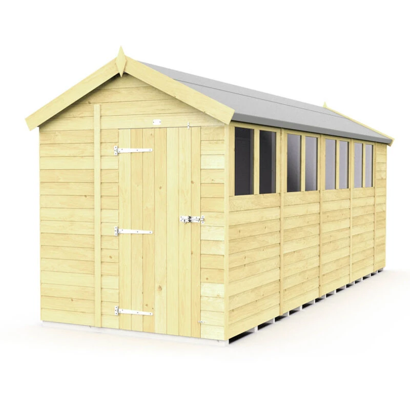Image of Flat Pack Sheds DIY Sheds 6 x 19 Apex Shed, Brown 6X19AFF
