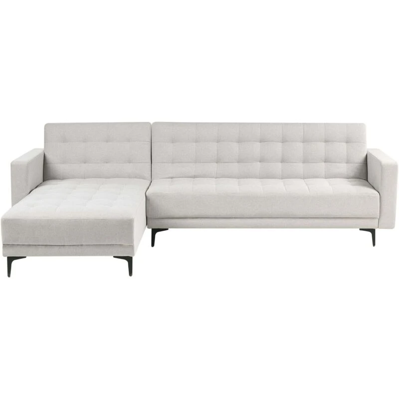 Image of Beliani Modular Corner Sofa Bed 4 Seater Aberdeen Fabric Light Grey Right Hand